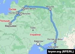 Схема маршруту Херсон-Варшава одного з «тіньових» перевізників