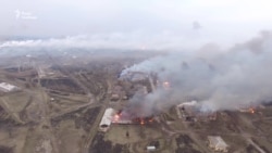 Пожежа на складі в Балаклії. Відео з безпілотника