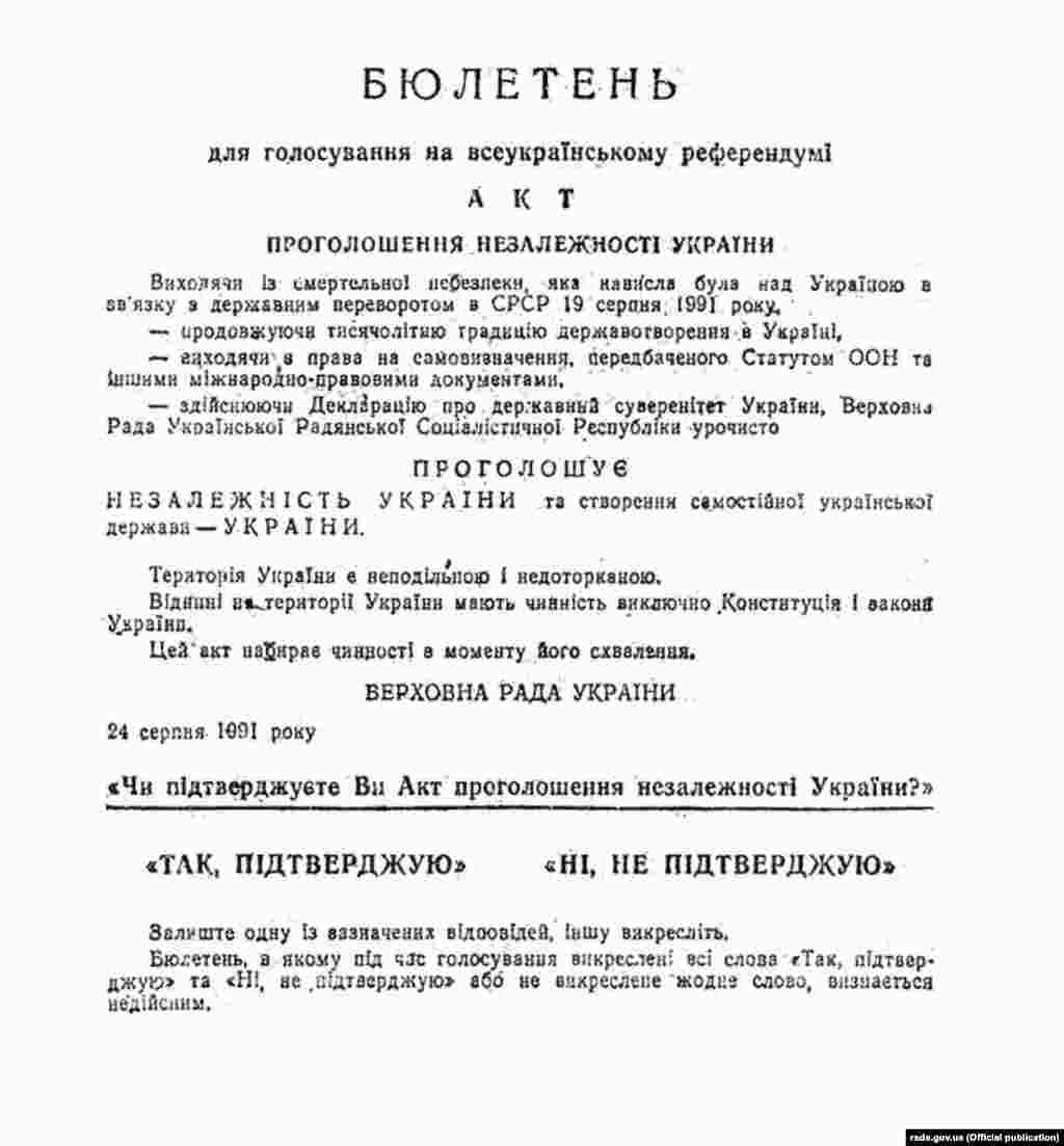 Бюлетень для голосування на Всеукраїнському референдумі&nbsp;