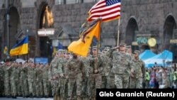 Військові армії США на репетиції параду в Києві з нагоди Дня Незалежності України. Київ, 22 серпня 2018 року