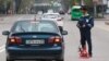 Kazakhstan. A police officer checks a car in the center of Almaty. April 14, 2020