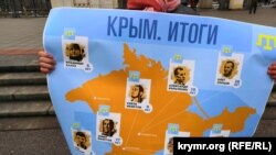 Плакат учасника одиночного пікету проти анексії Криму в Москві. 17 березня 2019 року