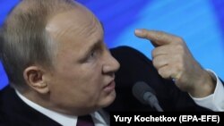 Президент Росії Володимир Путін на щорічній прес-конференції в Москві, 20 грудня 2018 року