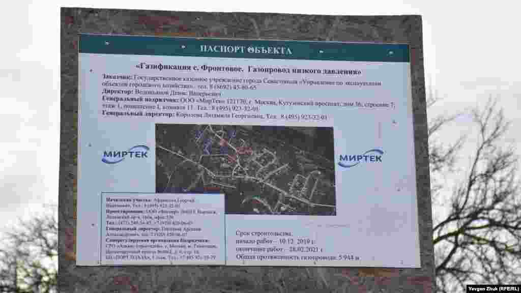 Паспорт об&#39;єкта з газифікації села Фронтове